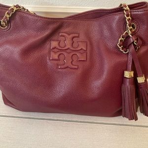 Tory Burch Burgundy Leather Bag